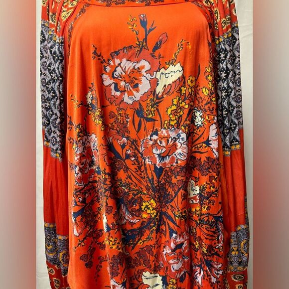 FREE PEOPLE Positano orange patchwork handkerchief blouse - Picture 6 of 12